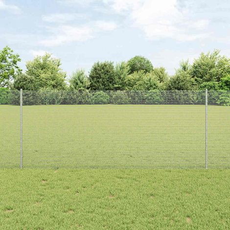 Zaun mit Pfosten Silber 1 x 50 m Stahl