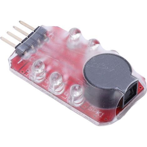 5 piles au lithium avec fonction d'alarme de batterie faible (sonore, visuelle, détection en temps réel, avertisseur sonore) pour batteries 2S et 3S (1/5)