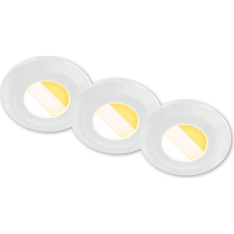 Lot de 3 spots LED encastrables 230V salle de bain Boîtier 50% recyclé, changement de température de couleur, IP44, Ra90, LED Spot, plat, 68mm, 90x30mm (DxH), blanc (1/5)