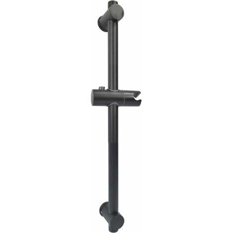 Asta doccia nera, asta doccia in acciaio inossidabile 304 con staffe di fissaggio regolabili in altezza e angolazione, spazzolato, altezza totale 660 mm (1/5)