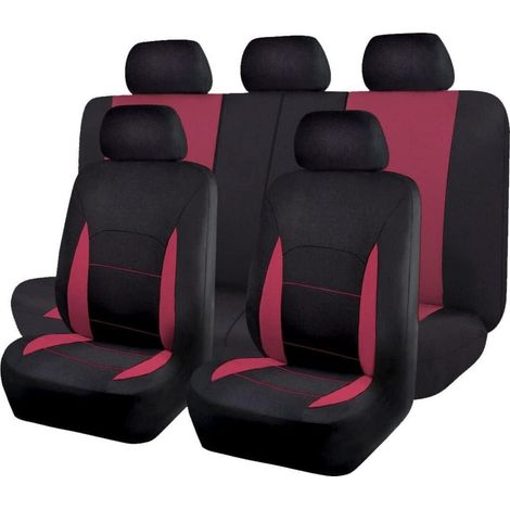 Auto Sitzbezüge Universal Set Burgund & Schwarz, Airbag-kompatibel, teilbar (1/5)