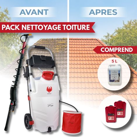 Phoenix – Pulvérisateur électrique Pro Sprayer EVO 2 – Débit 240 L/h – Pression 7 bars – Perche télescopique 5,4 m – Antimousse ULTRA'DMOUSS 5 L