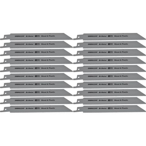 Reciprocating Saw Blade Wood & Plastics 150mm Length 10tpi Pack of 20 (1/2)