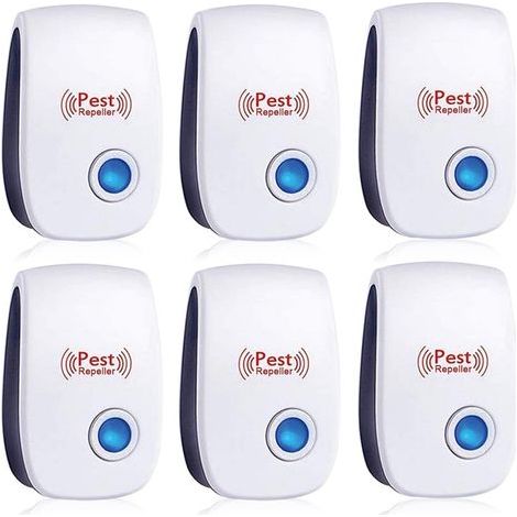 Set di 6 repellenti per insetti a ultrasuoni per scarafaggi, formiche, topi, cimici dei letti, ratti, roditori, zanzare, ragni, per casa, ufficio, magazzino e hotel. (1/5)