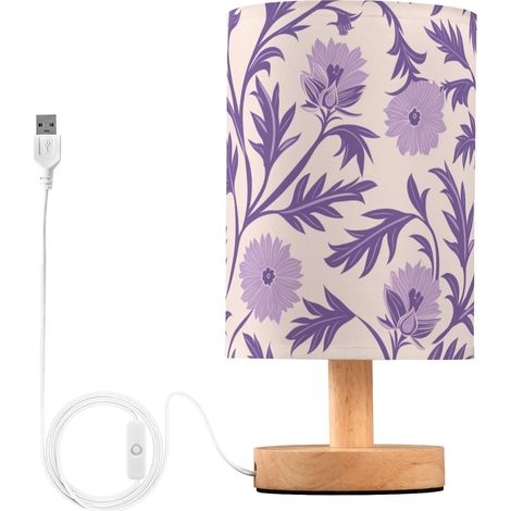 Élégante lampe de chevet moderne à motif floral lavande pour (1/5)