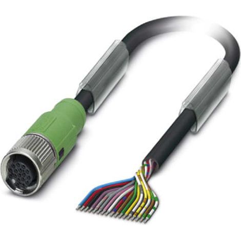 M12 Sensorleitung PUR 17-polig Buchse gerade schleppkettenfähig A-Kodierung, Länge 6,0 Meter tiefschwarz RAL 9005, Kabel Außendurchmesser 8,0mm - 1 Stück