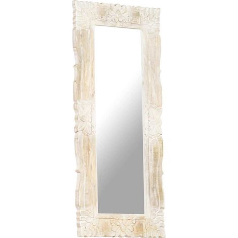 Maison Exclusive - Spiegel Weiß 110x50 cm Mango Massivholz (1/5)