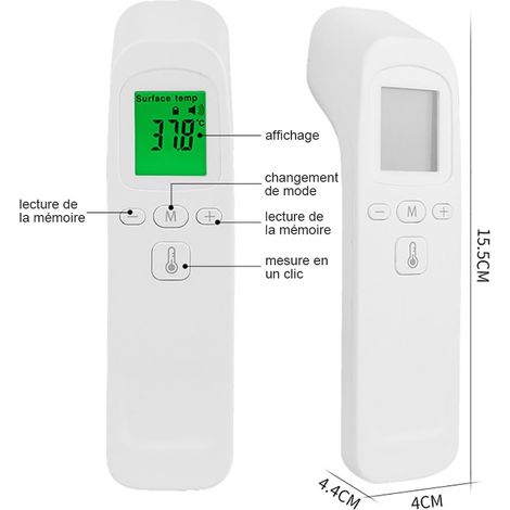 Termometro frontale per neonati e adulti, termometro a infrarossi senza contatto con display LCD, 32 gruppi di dati, interruttore °C/°F per neonati e adulti (1/4)