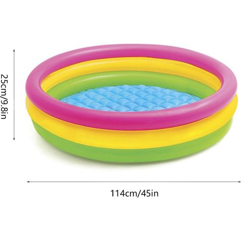 60cm/90cm/114cm Piscine Bébé 3 Couleurs Arc-en-Ciel Ronde PVC Gonflable Enfants Petit Bassin Pompe Incluse (1/5)