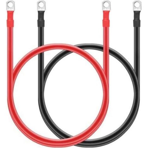 Packung mit 2 reinen Kupfer-Batteriekabeln (5 AWG) mit 10 mm (3/8")-Anschlüssen für den Einsatz im Automobilbereich (1/5)