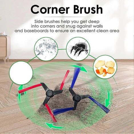 NALOOKAMIC Lot de 6 brosses latérales principales de rechange pour aspirateur robot Spot+Scrub AI : brosse rotative et brosse latérale. (1/4)