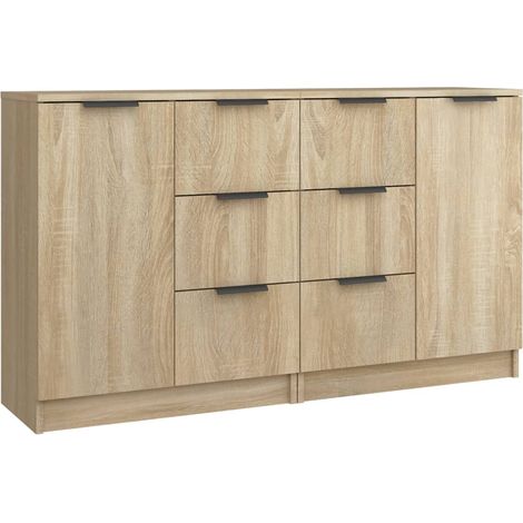 Credenza buffet cassettiera mobile contenitore organizer cucina soggiorno soggiorni set da 2 sonoma 60 x 30 x 70 cm legno composito marrone 020036810