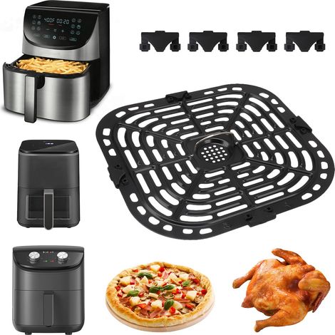 Accessoires de Friteuse D'air pour Instant Pot Vortex 6 en 1 6 QTXL, Air Fryer PoêLe Grill Rechang Tapis Cuisson Friteuse à Air Carré, Friteuse Remplacement Crisper Plate 23.1 x 24.1 x 0.01cm (1/5)