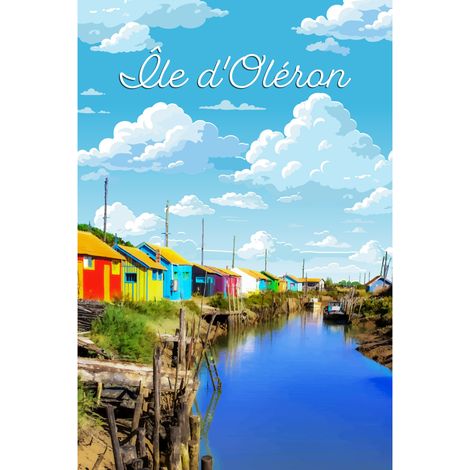 Tableau sur toile illustration Île dOléron 30x45 cm - Impression sur Toile Murale Décorative - Image imprimée en HD sur Toile - Toile sur Châssis en Bois FSC - Fabriqué en France (1/5)