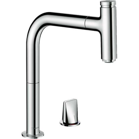 Hansgrohe Metris Select M71 Rubinetteria cucina 2 fori 200, bocca d'erogazione estraibile, 1jet, sBox, 73804000 (1/5)