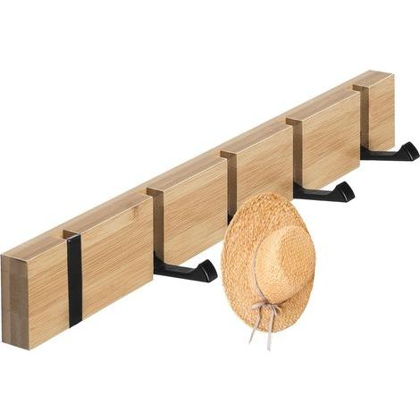 Patère Murale, avec 5 Crochet Pliable, Porte-Manteau Mural Robuste pour Vestes, Écharpes, Sacs et Chapeaux,50cm (1/4)