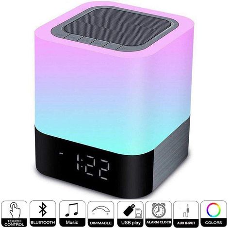 Touch Control Bedside Lamp, LED Bluetooth Speaker, Dimmable Wireless Night Light, Portable Wireless Bluetooth Speaker, 48 Color Changing LED
