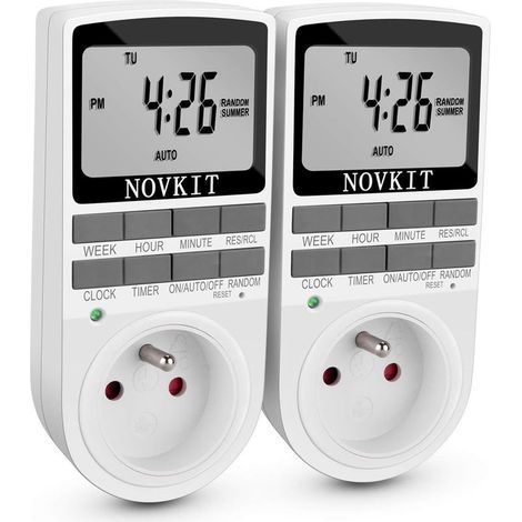 Programmateur Prise Électrique et Digitale, Minuterie Prise Numérique à 10 Programmes Journaliers Hebdomadaires avec Mode Anti-vol et Grand LCD écran, Économiser Électricité (Paquet de 2) (1/5)