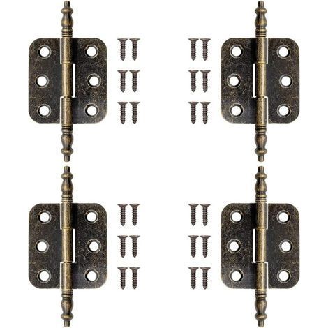 4 PCS Charnière Laiton Antique avec 24 Vis Charnière Plate Vintage 72 34mm Charniere Porte Placard Vintage Charnières Pliantes en Bronze Charnière Meuble Ancien pour Boite à Bijoux, Armoire (1/5)