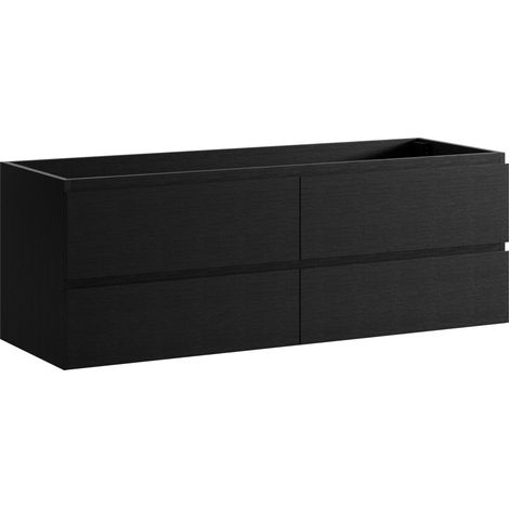 Mobile da bagno Angela 140cm - Nero Legno - armadio mobiletto lavabo (1/4)