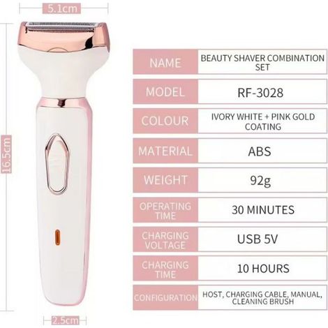1 Rasoir électrique femme, 4-en-1, Lame inox étanche, Lavable, Portable, Épilation corps complet (1/4)