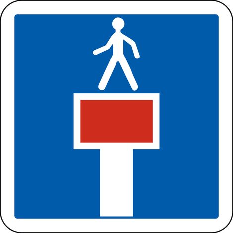 Panneau Indication C13c – Impasse accessible uniquement aux piétons – Carré Classe 1 350 mm – Gamme ECOLIGN (1/5)