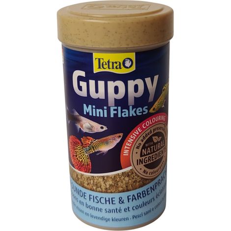 Guppy mini flocons 75g - 250 ml Aliment pour les Guppies, platys, mollys, porte-épées - Tetra