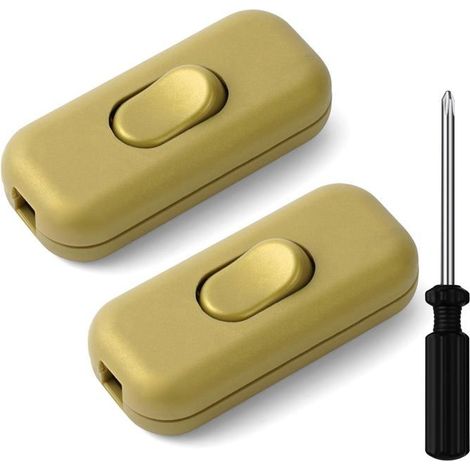 Interrupteur bipolaire en ligne 250 V, lot de 2, pour câbles ronds ou plats, commutation d'éclairage sécurisée (1/5)