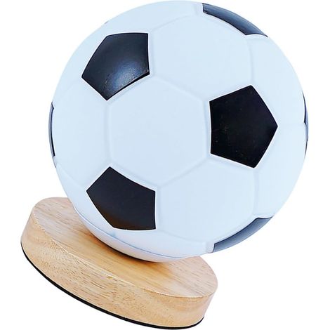 Lampes de table à billes avec base en bois LED veilleuse football (1/5)