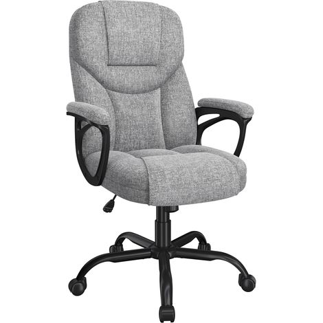 Yaheetech Sedia Ufficio Ergonomica Poltrona da Ufficio Presidenziale in Tessuto Sedia da Scrivania a Rotelle Girevole Reclinabile a Dondolo Altezza Regolbile Grigio (1/5)
