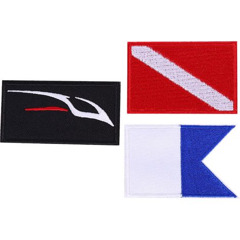 Lot de 3 écussons brodés drapeau de plongée sous-marine, accessoires de plongée à personnaliser pour sac à dos ou chapeau. (1/5)