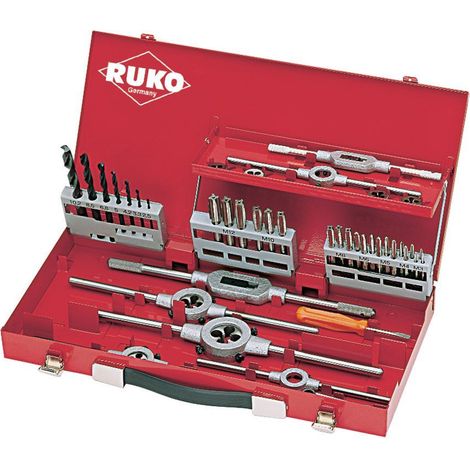 RUKO  juego  de  herramientas  de  roscar  de  44  piezas  HSS  en  casete  industrial  -  245030