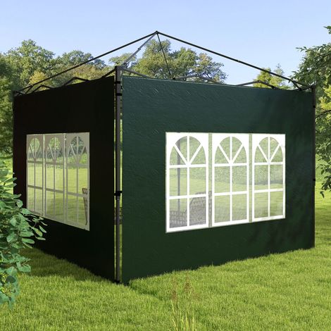 2er Set Seitenwände für Pavillon 3x3 3x6 Wasserdicht Seitenteile mit Fenster Dunkelgrün