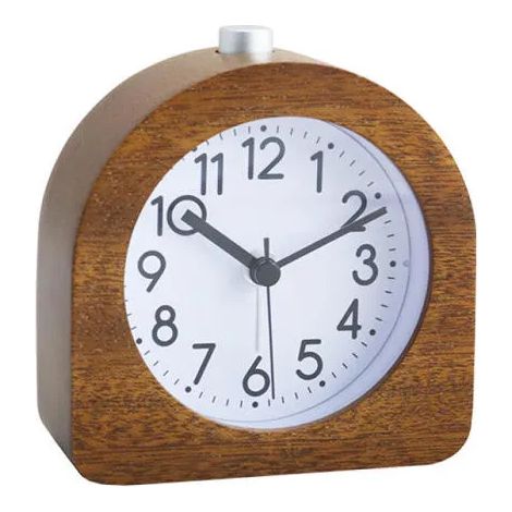 Réveil analogique bois veilleuse AUCUNE, silencieux, snooze, design rétro, horloge bureau pratique (1/4)