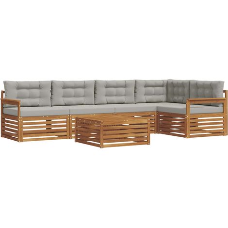 Conjunto de sofás de exterior 6 uds. Gris Natural y Claro vidaXL (1/5)