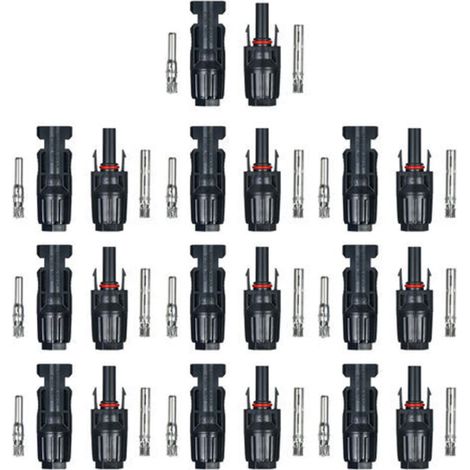 Odipie – Lot de 10 paires de connecteurs MC4 pour panneaux solaires – Résistance UV et étanchéité IP67 – Assemblage rapide sans clé