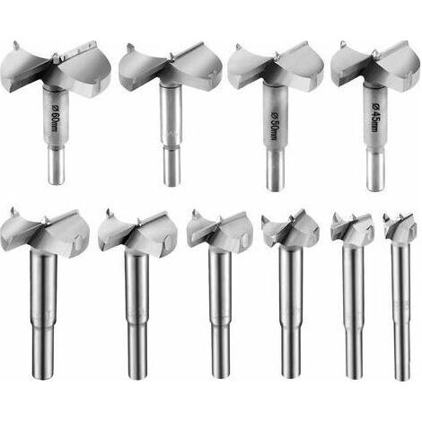 10 Stück Holzbohrer 15–60 mm, Hartmetall-Holzfräser, Holzbohrer, Formfräser, Holzbohrer, Holzbohrer 15 mm, 20 mm, 25 mm, 30 mm, 35 mm, 40 mm, 45 mm, 50 mm, 55 mm, 60 mm (1/5)