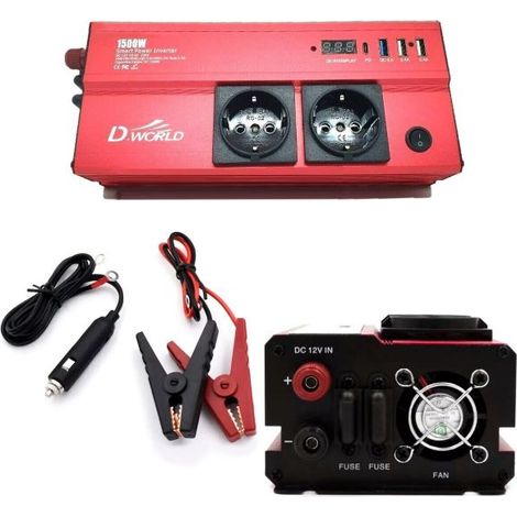 INVERTER da 12V a 220V 1500W CON USB PRESA TRASFORMATORE PER CAMPER AUTO DW-3988