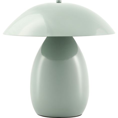 Lámpara de mesa moderna con pantalla de hierro una luz 30 cm forma de seta verde claro Sigi