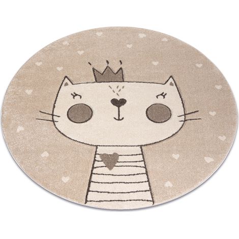 Tappeto KIDDO 6106 cerchio crème gattino, corona pour enfants, sensoriel beige rotondo 120 cm (1/5)