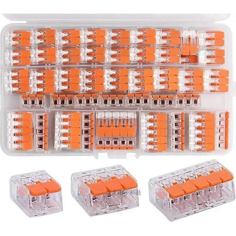 Lot de 75 connecteurs électriques 221, borniers à vis, câbles à pince. (1/5)