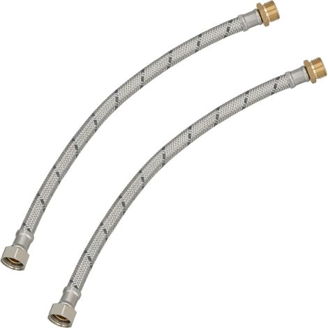 Connettore flessibile da 3/8” femmina-maschio per raccordi, 40 cm, set da 2 pezzi (1/5)
