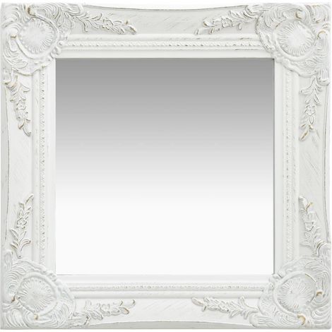 Specchio da parete quadrato in stile barocco 40x40 cm Bianco DEC022846 (1/5)