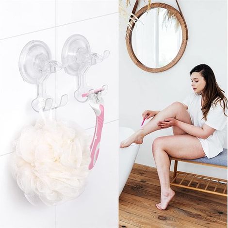 Saugnapfhaken – Rasiererhalter für die Dusche – Abnehmbare und wiederverwendbare Haken – Wasserdichter Saugnapfhalter – Badezimmer – 2 Stück (1/4)