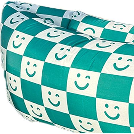 Fauteuil gonflable portable et pliable en fibre de polyester, confortable et résistant, idéal pour la randonnée, les pique-niques et les festivals de musique. Motif smiley pointu, 170 x 80 cm / 66,9 x (1/5)