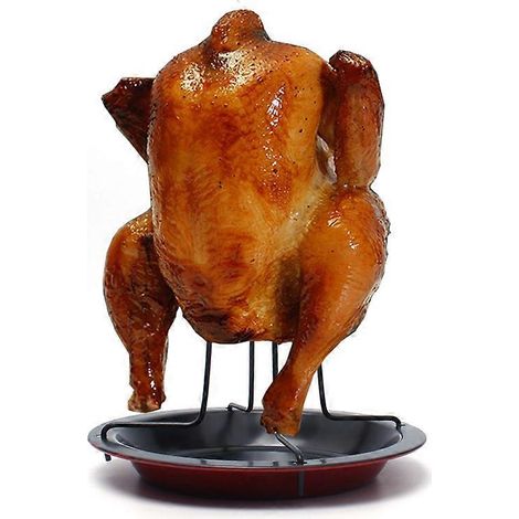 Support à poulet grillé à la fourchette pour barbecue en extérieur, en acier au carbone, avec plaque antiadhésive et épaisse. (1/5)
