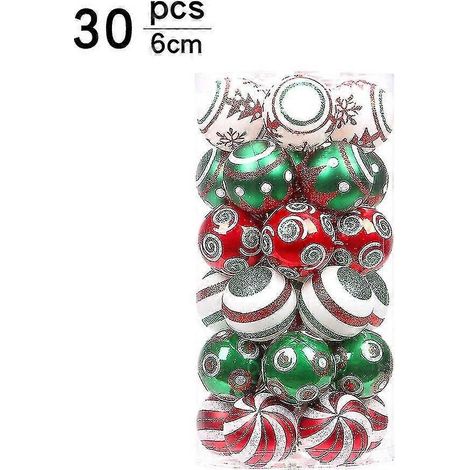 Boules de Noël en plastique incassable, rouges et vertes, 30 x 60 mm (1/5)