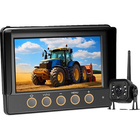 Moniteur de voiture, caméra de recul 720P, écran de 7 pouces, indice d'étanchéité IP68, installation sans fil, vue grand angle (1/5)