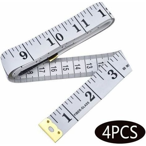 Mètre ruban double face pour la mesure du corps, 150 cm, lot de 4, blanc (1/5)