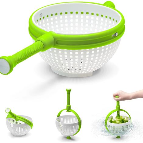 Essoreuse à salade pliable 2 en 1 facile utiliser et entonnoir passoire pour salades fruits légumes laitue (1/5)